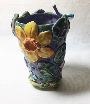renee kilburn vase with butterfly